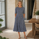 Sarah - Elegantna Midi Haljina sa Cvećem