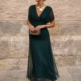 Isabel - Elegantna duga svečana haljina sa V-izrezom