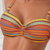 Zafra | Bikini Bandeau s Etnickim Uzorkom u Toplim Tonovima