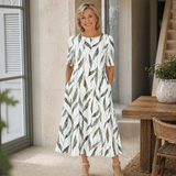 Sarah - Elegantna Midi Haljina sa Cvećem